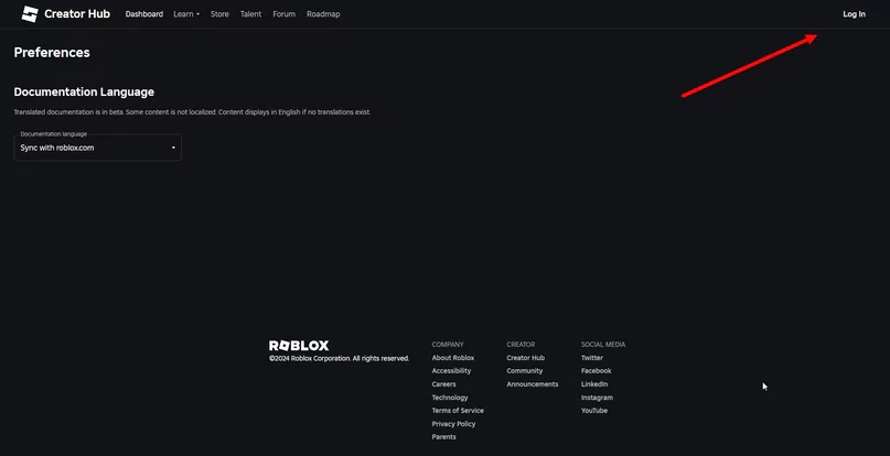 Вход в Roblox Create