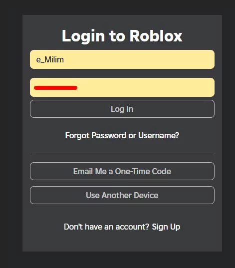 Авторизация в Roblox